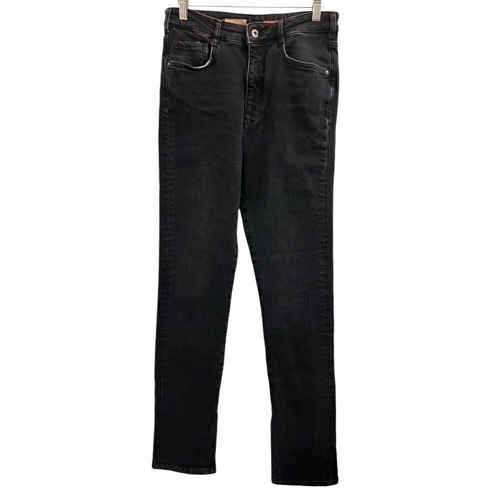 Pilcro high-rise slim jeans with ankle slits 29 black wash denim